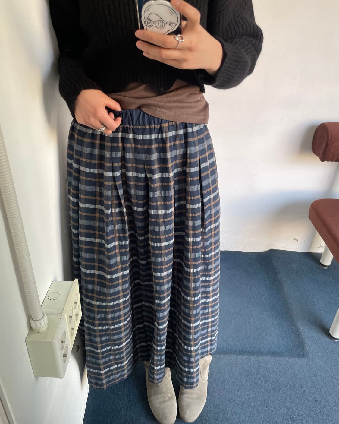 Banding check long skirt 상품이미지8