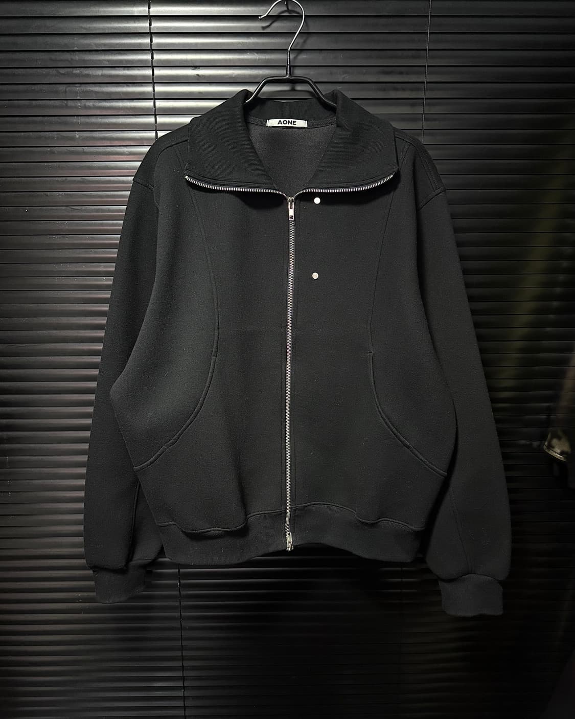 AONE 하이넥 리벳 포인트 블랙 집업 자켓 투웨이 져지 저지 트랙탑 상품이미지3