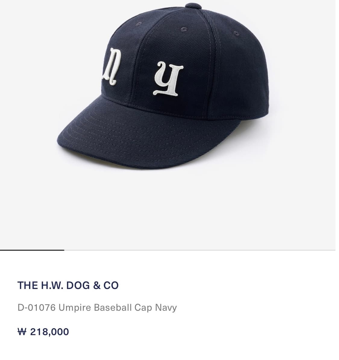 40) THE H.W. DOG & CO 도그앤코 베이스볼 캡 네이비 상품이미지1