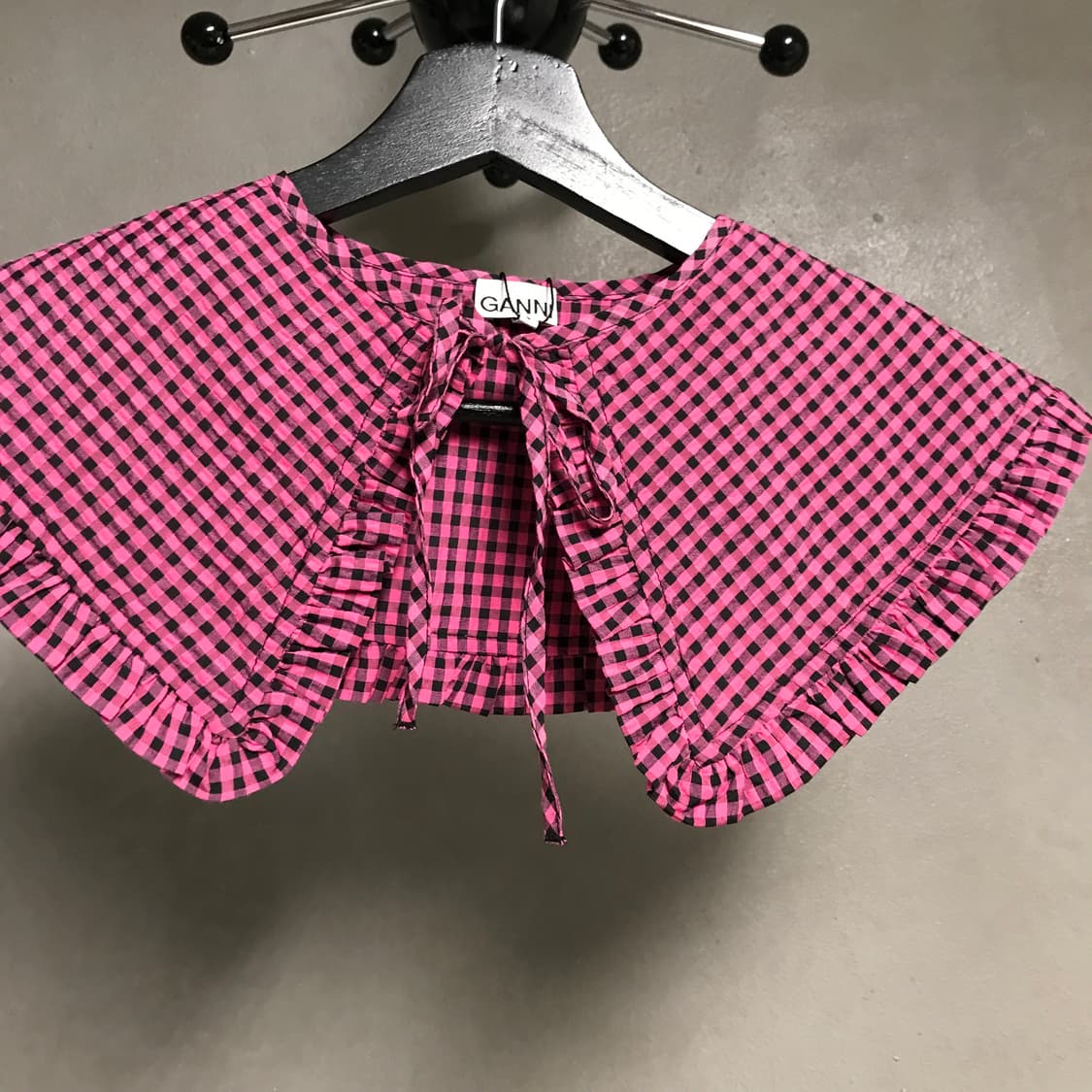 가니 체크 칼라 탑 핑크 F(W) 상품이미지2