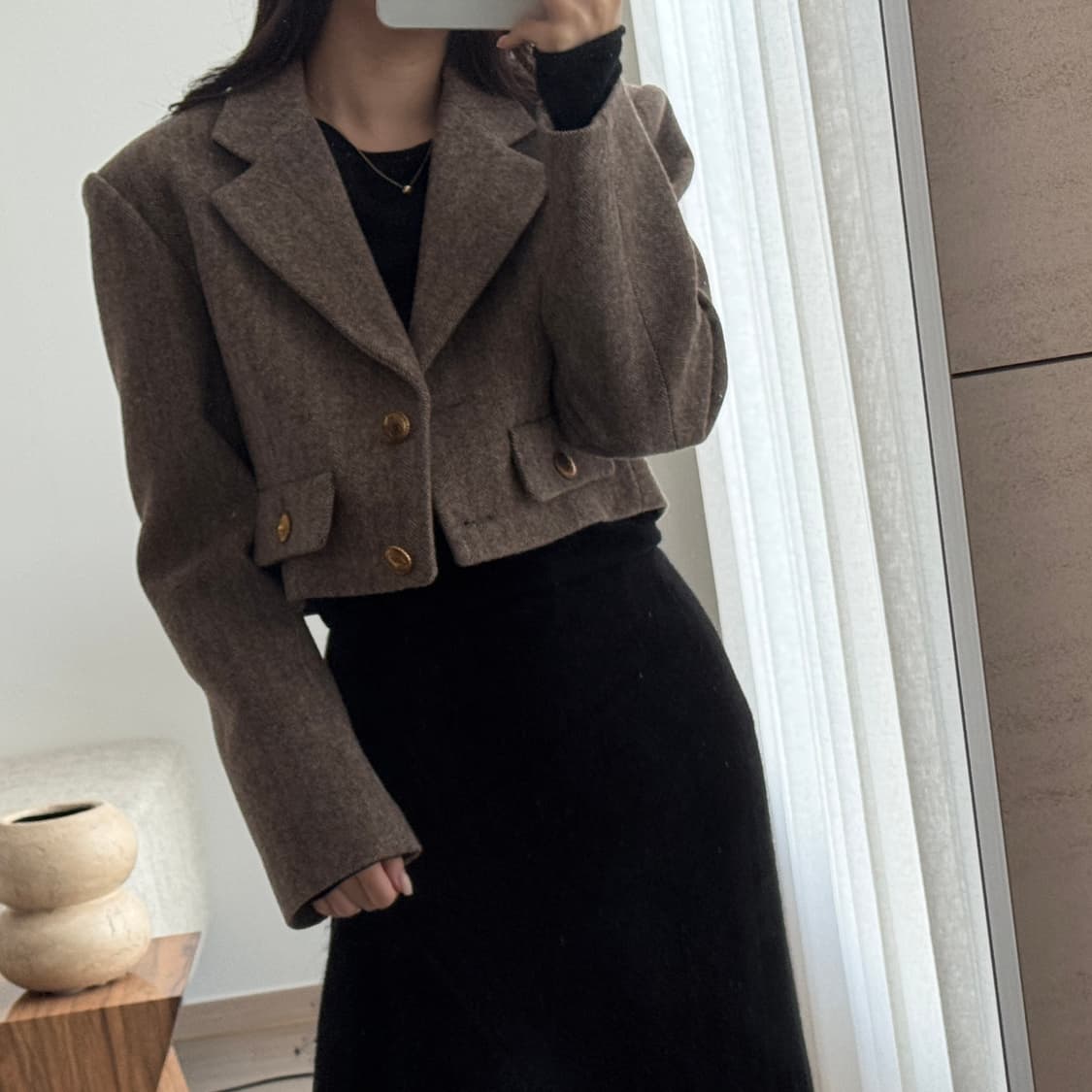 <새상품🖤> Sandro Lonny 헤링본 울 크롭 블레이저 / 자켓 상품이미지4