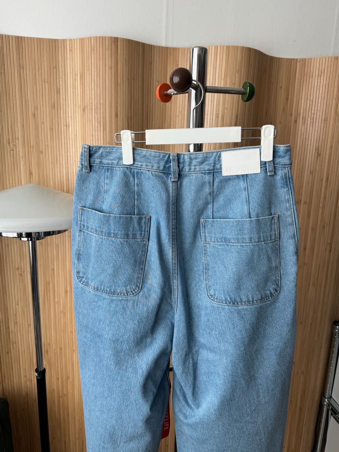 [정품/BEAKER] 비이커 연청 와이드 핀턱 데님 팬츠 (실착2회) 상품이미지6