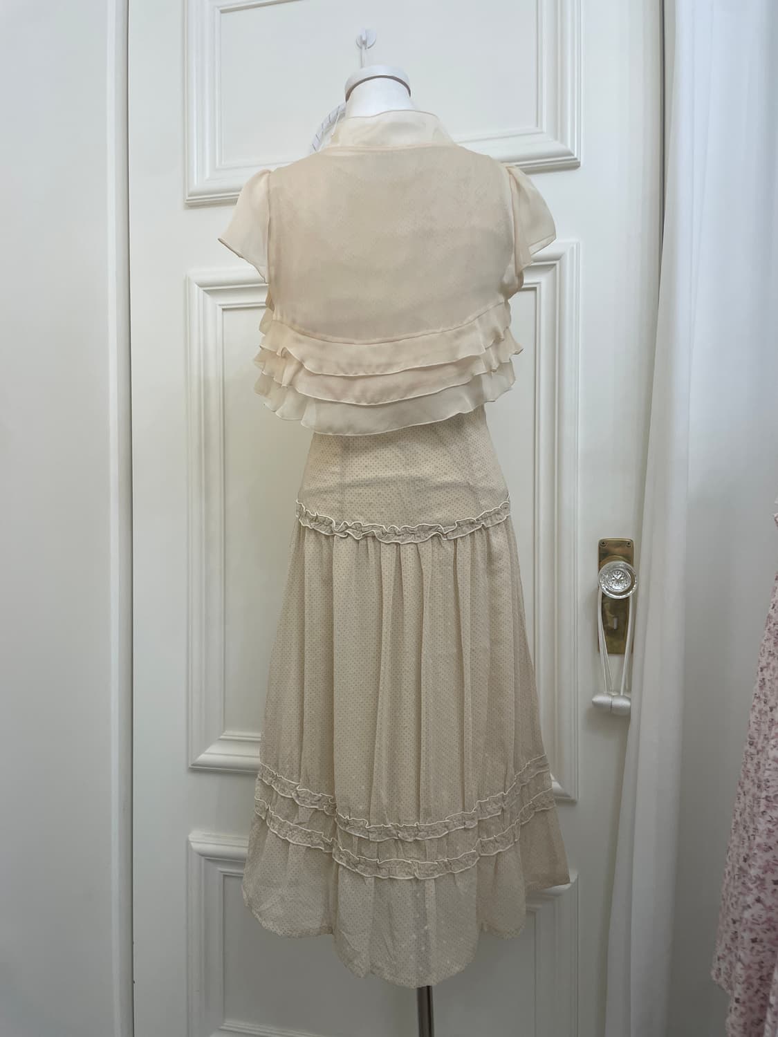 beige ruffle fairy bolero&beige dot lace 상품이미지3