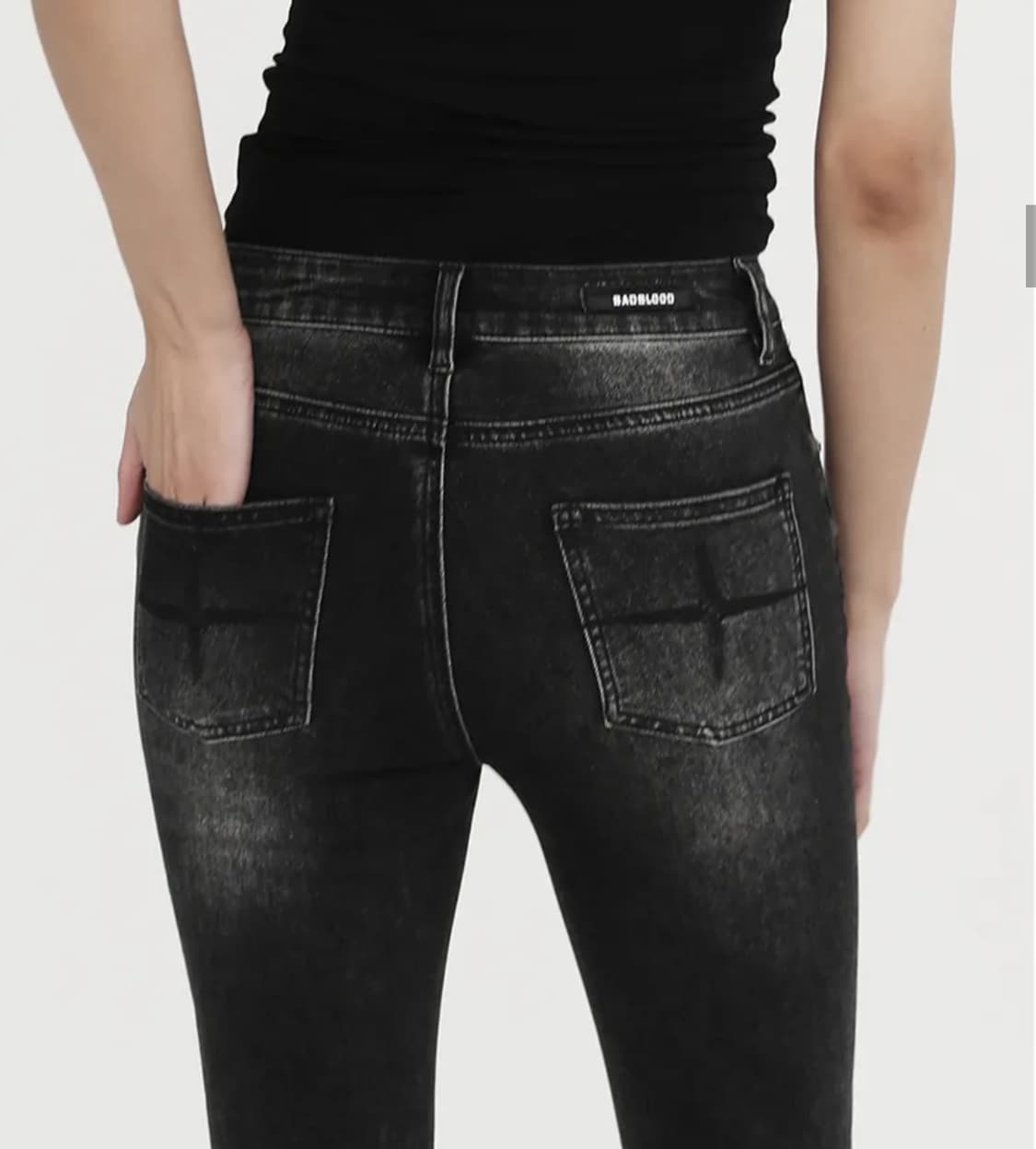 배드블러드 로우라이즈 부츠컷 팬츠 블랙 상품이미지1