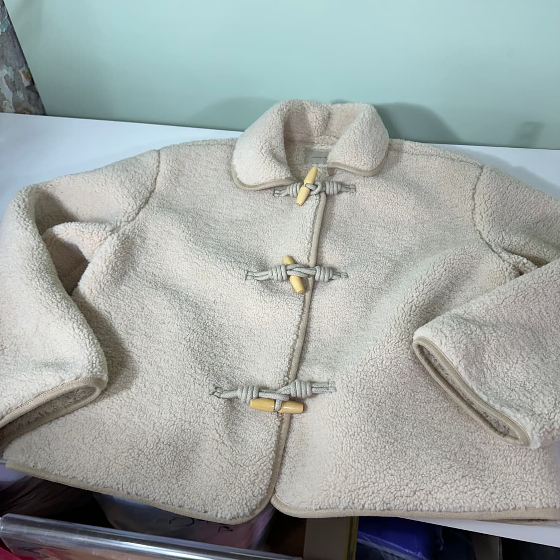 우먼FREE VTG 아이보리 떡볶이 후리스 가디건 상품이미지1