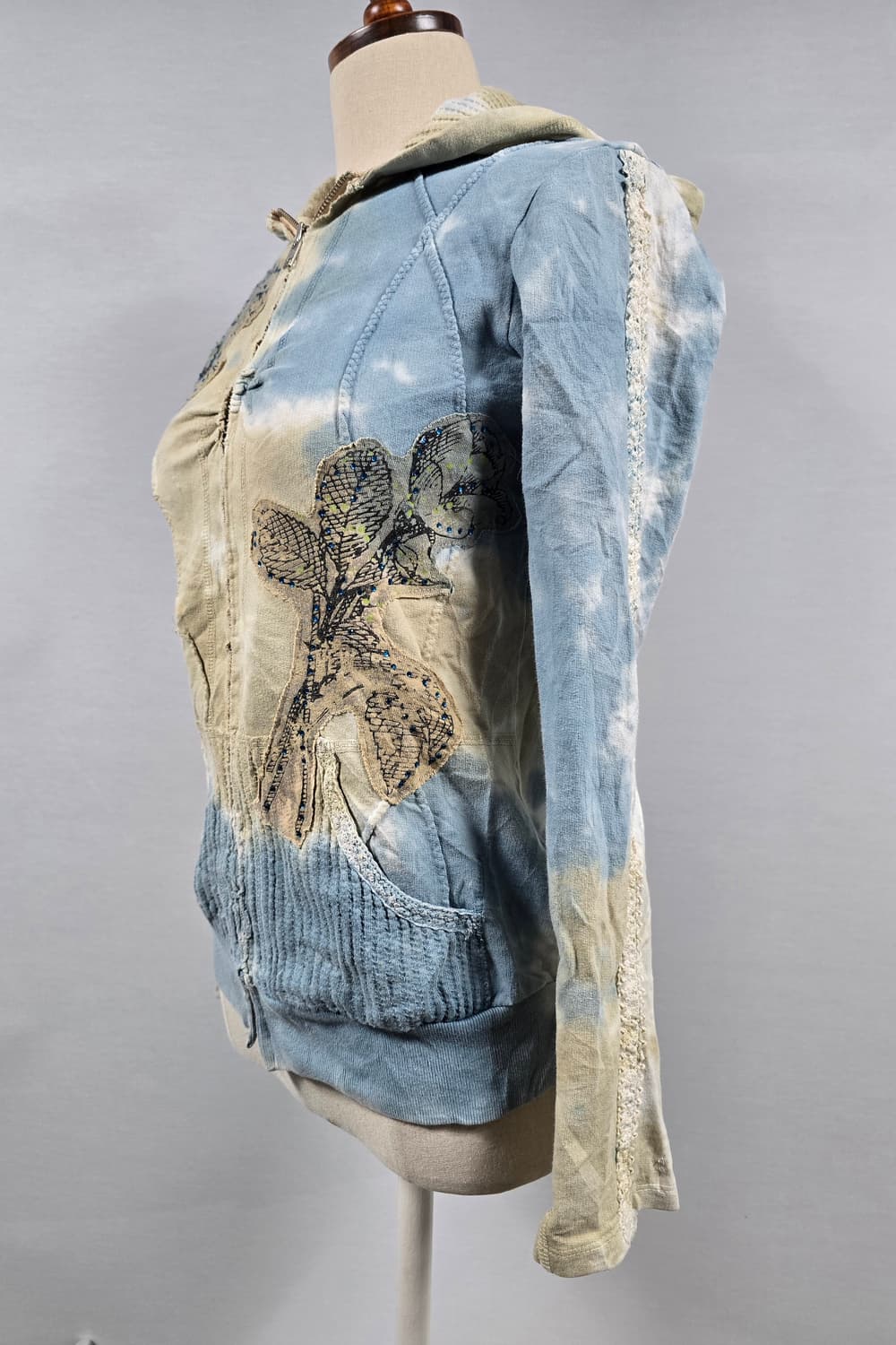 PM USA 빈티지 프린팅 플라워 패치 후드집업  상품이미지2