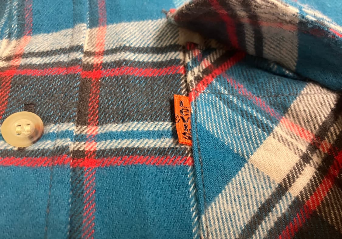 리바이스 오렌지탭 체크 셔츠 M / 100 남녀공용 L 빈티지 상품이미지3