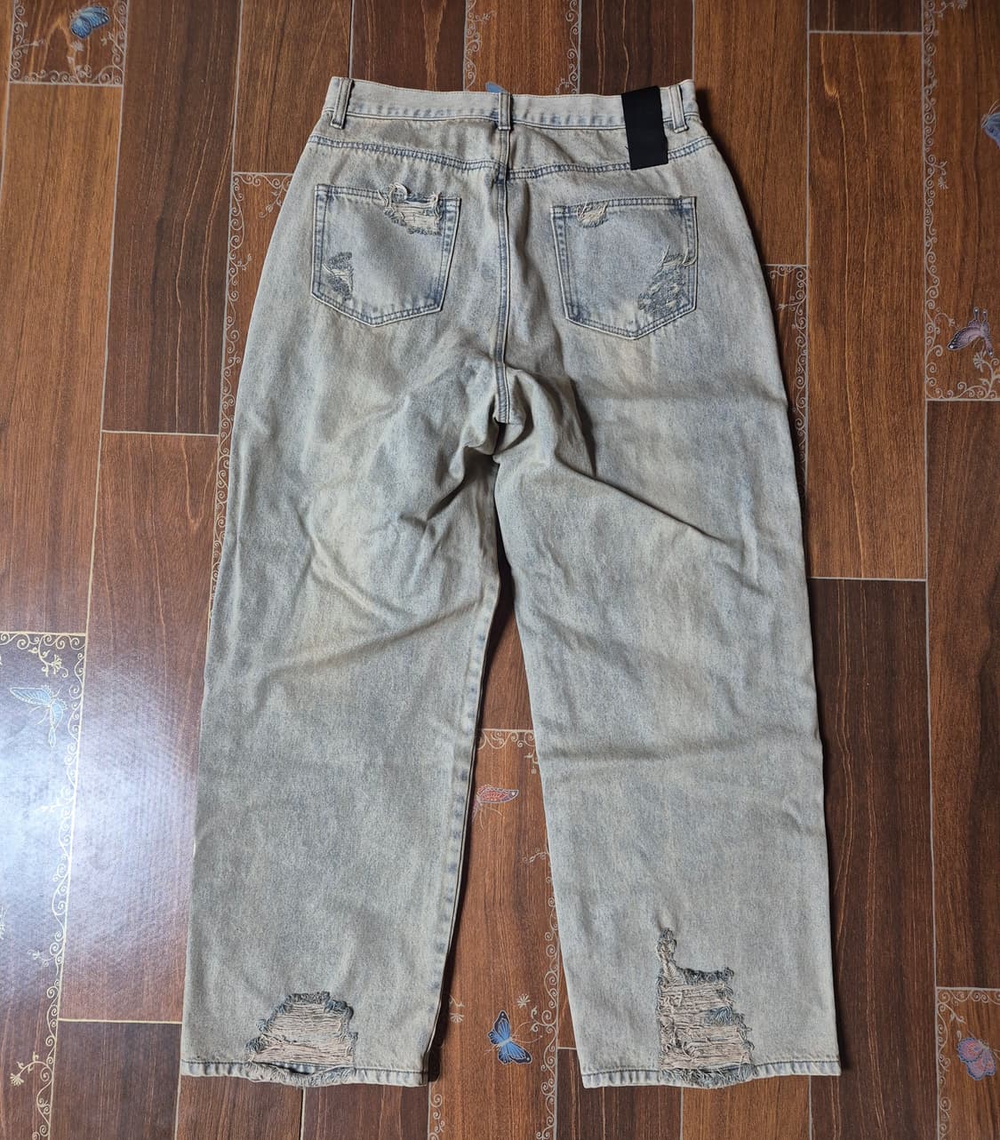 [50]노이어 더티워싱 와이드 데님 팬츠 더스티그레이 상품이미지2