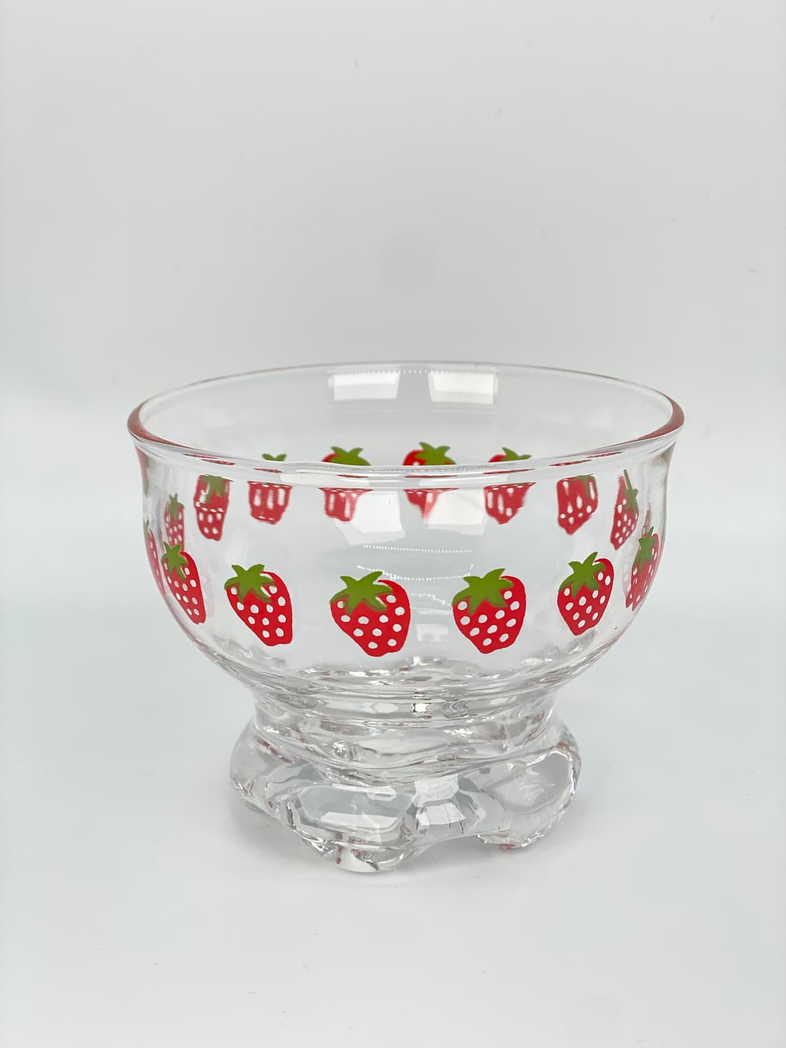 빈티지 딸기 프린팅 문어발 유리 아이스크림볼 상품이미지1