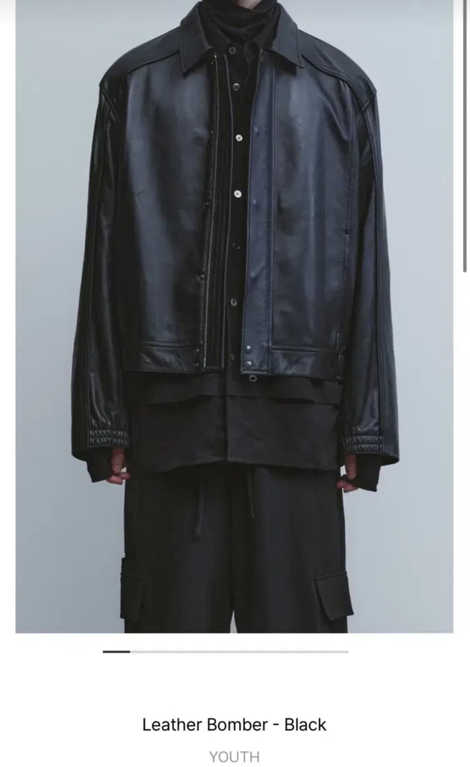 Youth Leather Bomber - Black 상품이미지3