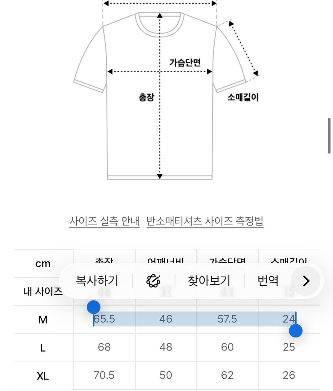 비디알 링거 티셔츠 M사이즈 상품이미지3