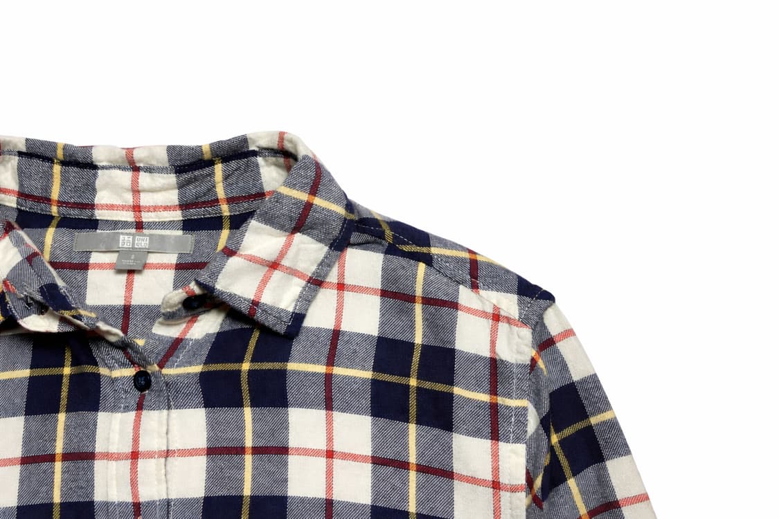 JPN 일본 빈티지 y2k 모리걸 유니클로 네이비 코튼 체크 셔츠 S 상품이미지5