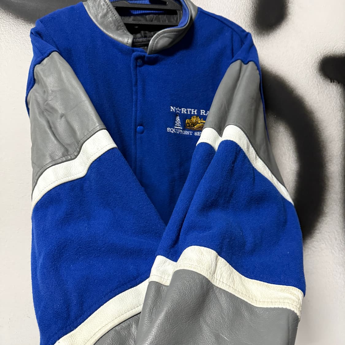 VTG 빈티지 빅사이즈 올드스쿨 울 혼방 소가죽 배색 바시티 자켓 상품이미지4