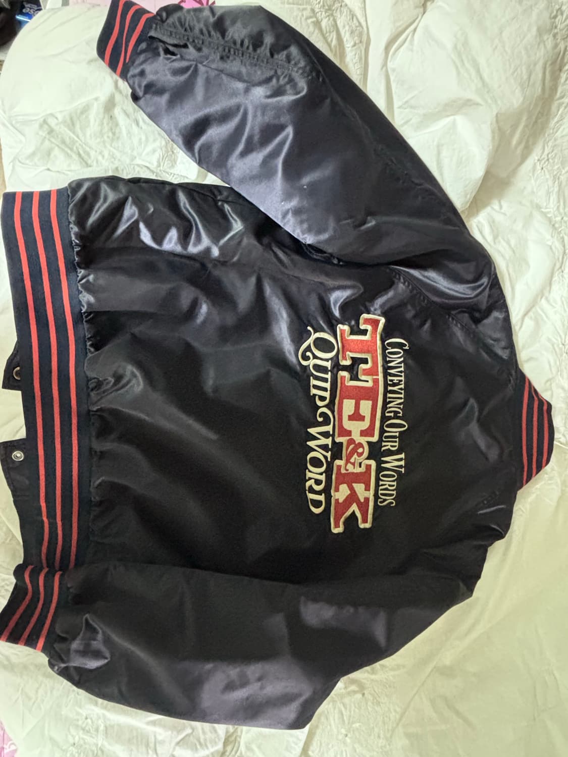 💙급처💙 Teket keyword satin jacket navy M 상품이미지2