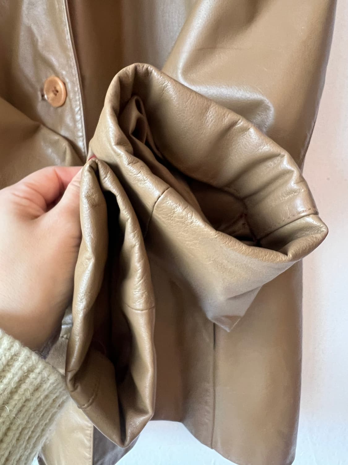 First Avenue de base 여성 카멜베이지 가죽자켓 싱글자켓 상품이미지5