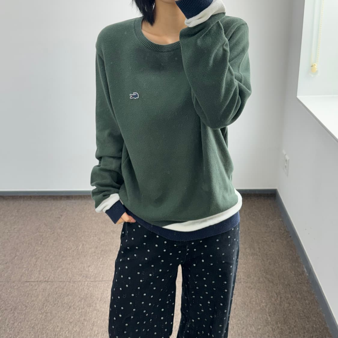 Lacoste 라코스테 스몰로고 다크그린 와플 니트 상품이미지1