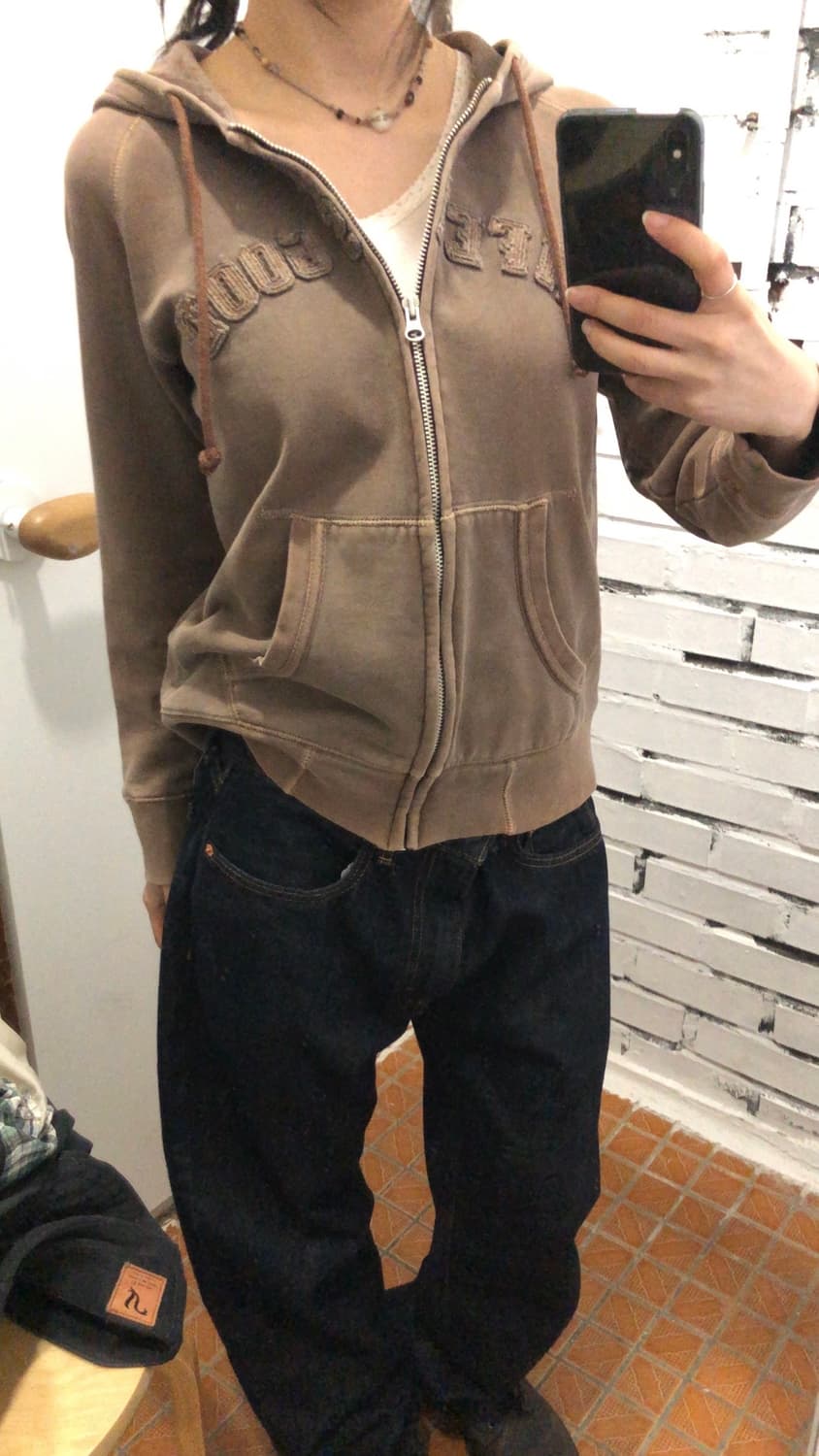 워싱 브라운 후드집업 상품이미지1