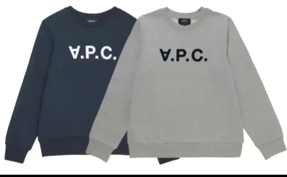 A.P.C. V.P.C. 로고 맨투맨 네이비/회색 상품이미지1
