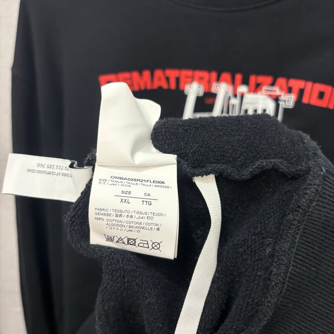 오프화이트 DEMATERIALIZATION 블랙 스웻셔츠 2XL 상품이미지9