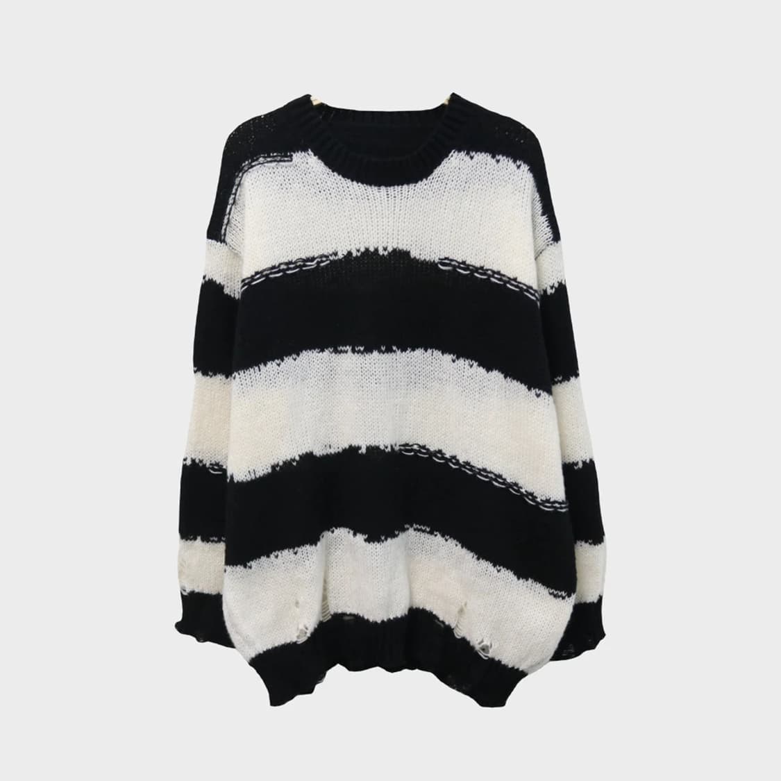 스트라이프 데미지 롱 니트 63190 상품이미지1