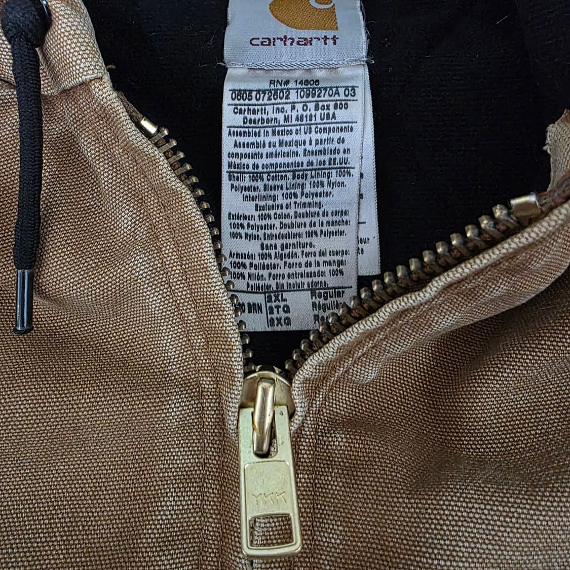 [2XL] 00s 빈티지 칼하트 j130 트래쉬드 페이드 워크자켓 상품이미지7