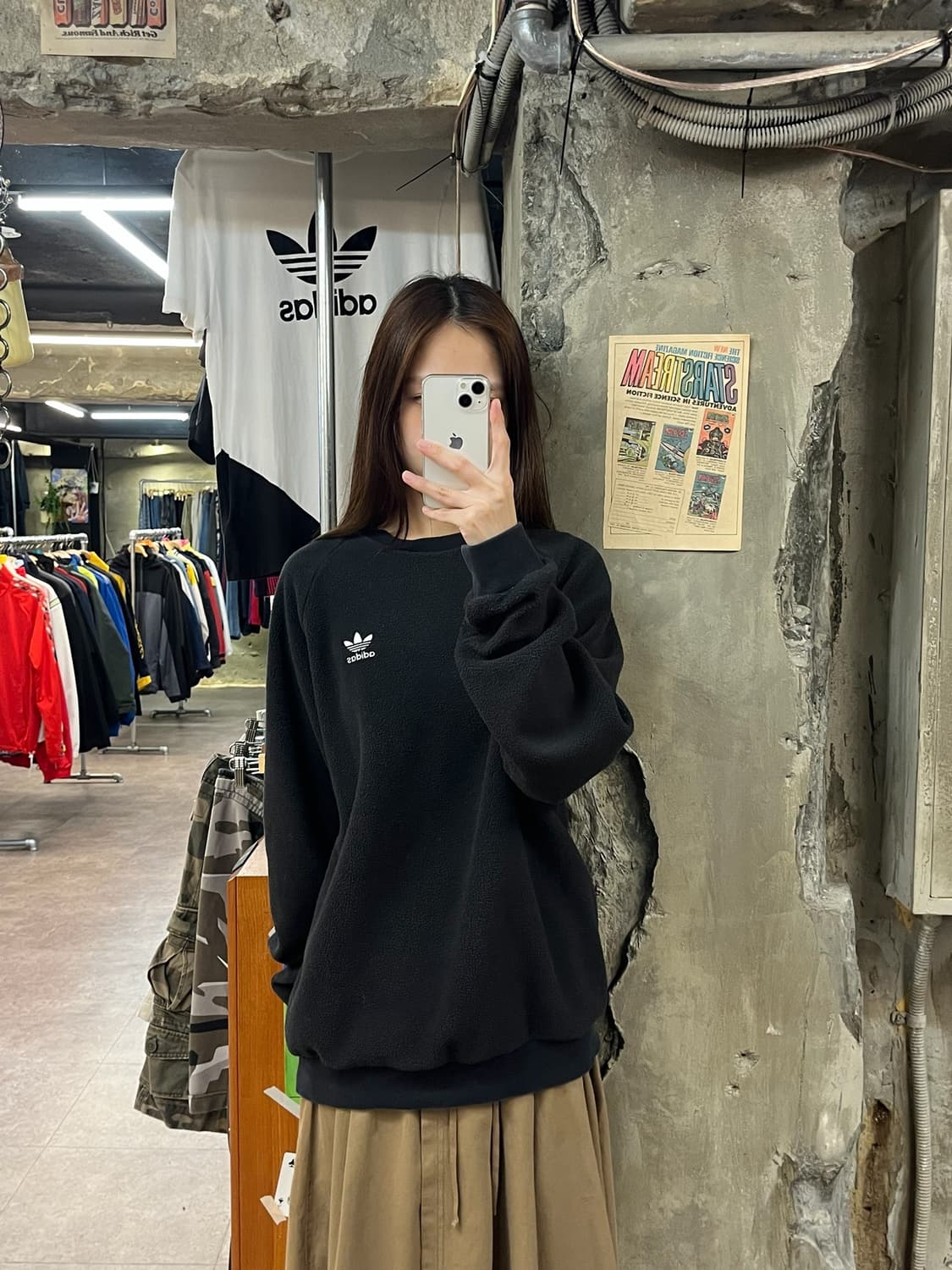 아디다스 플리스 맨투맨 블랙 XL #csz1011 상품이미지2