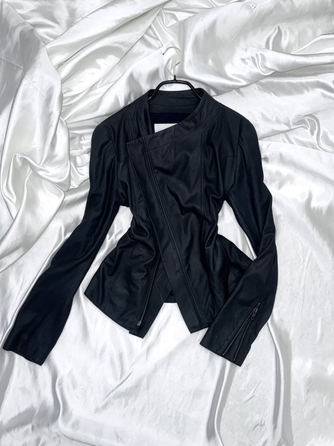 Asymmetric Goat Leather Moto Jacket 상품이미지4