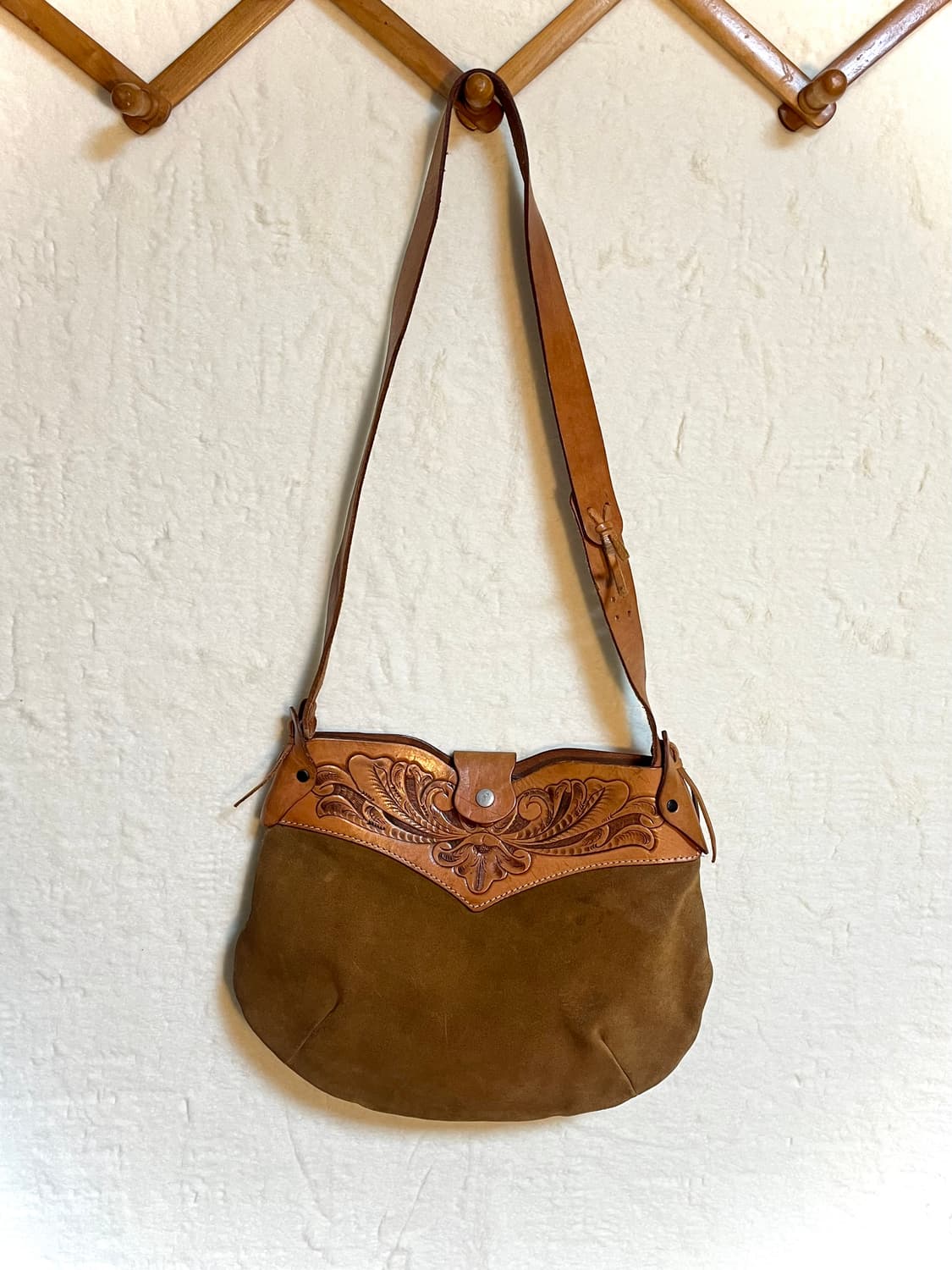 빈티지 히피 보헤미안 스웨이드 가죽 백팩 상품이미지1