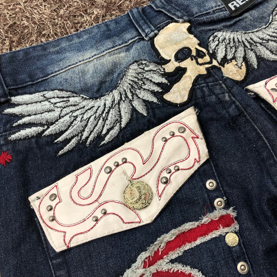 레드페퍼 스컬 펑크 워싱 데님 팬츠 상품이미지4