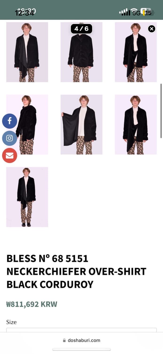 Bless n68 네커치퍼 코듀로이 셔츠 블레스 상품이미지4