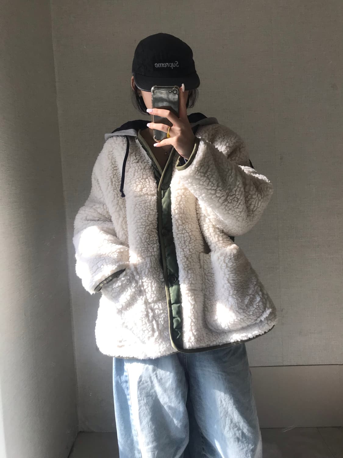 빈티지 레이어드 후리스 점퍼 상품이미지2