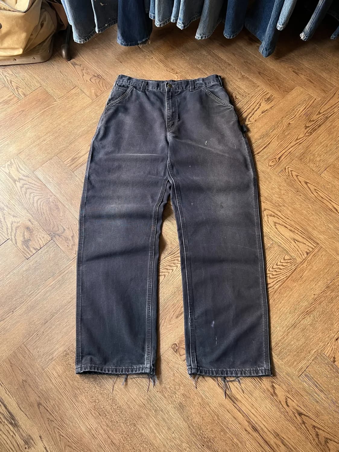 [34]칼하트 USA 빈티지 페이딩 미드나잇 네이비 싱글니 워크 팬츠 상품이미지1