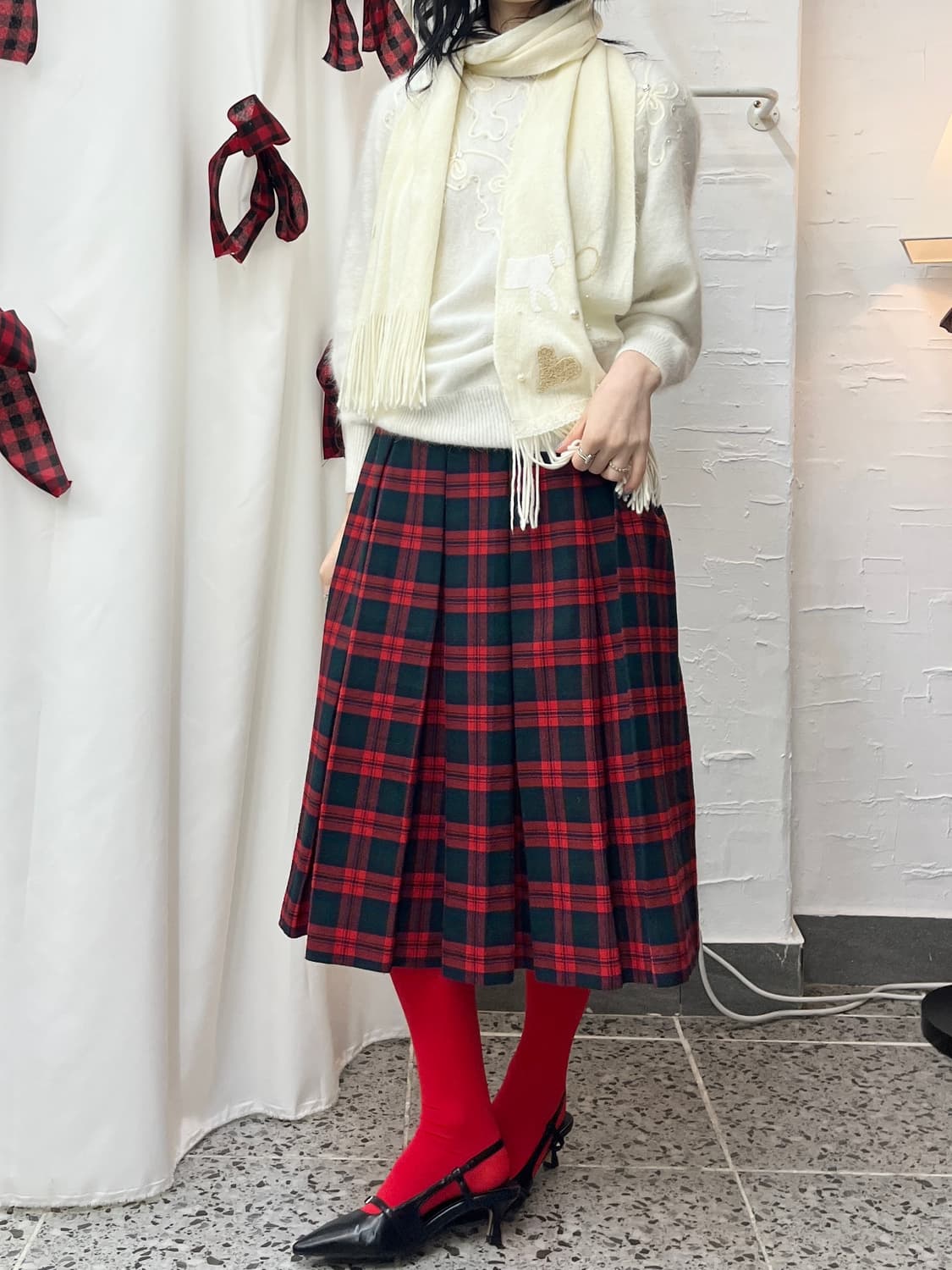 red scottish skirt 상품이미지4
