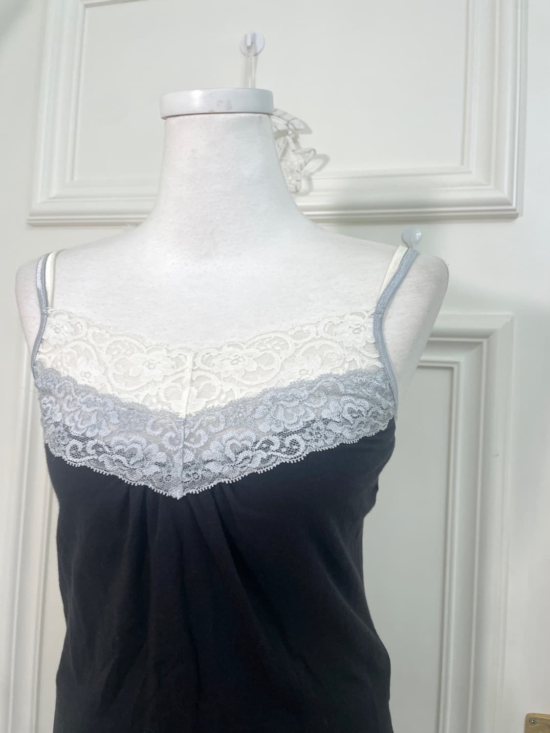 black lace trim shirring cotton sleevele 상품이미지5
