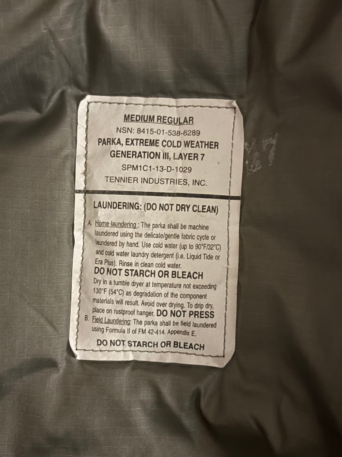 오리지널 미군 레벨7 테니어사 M/R 상품이미지3