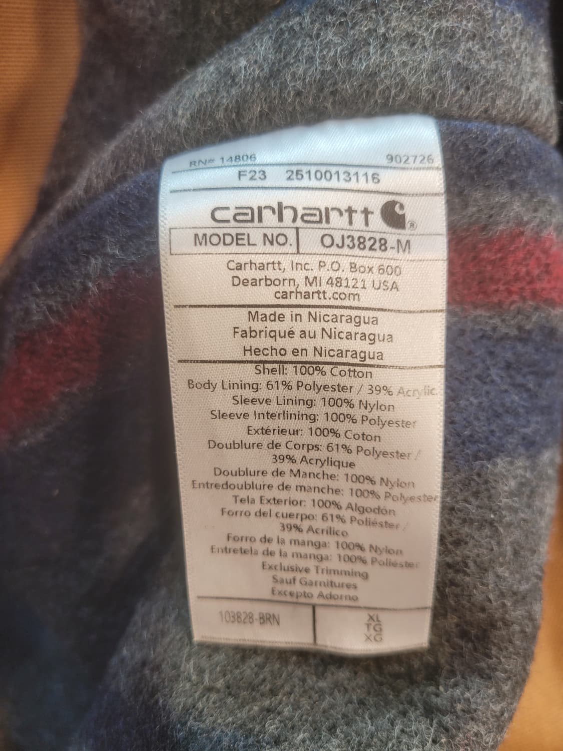 칼하트 디트로이트 자켓 브라운 XL 상품이미지5