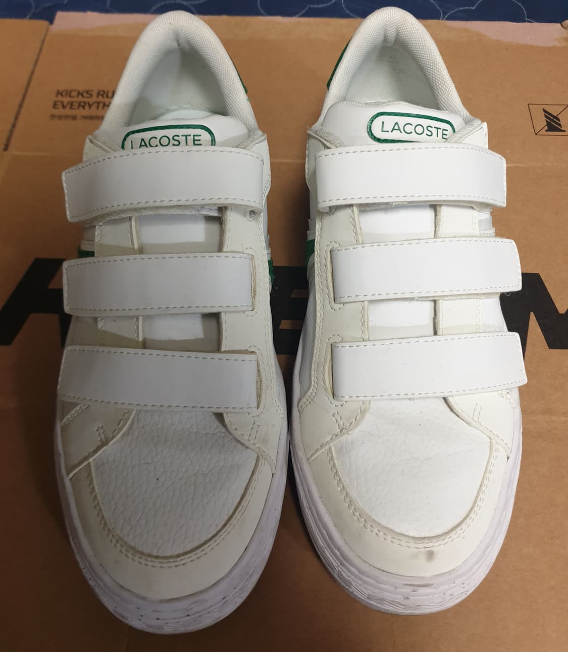 라코스테 우먼 스트랩 스니커즈 화이트 그린 38 (240) 상품이미지3