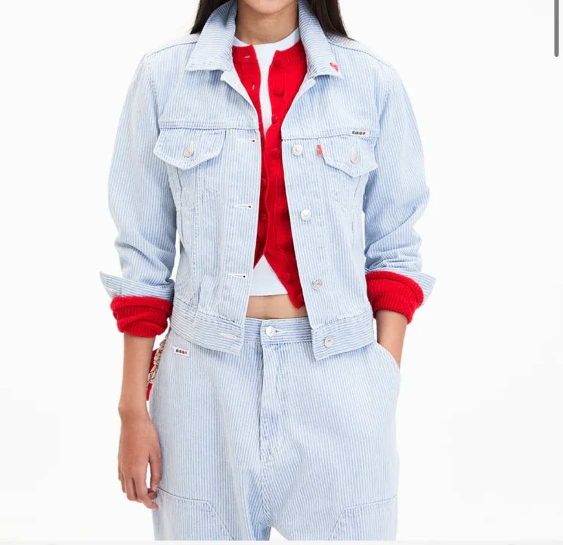 새상품 MMM 매니모어몽 스트라이프 데님 자켓 상품이미지1