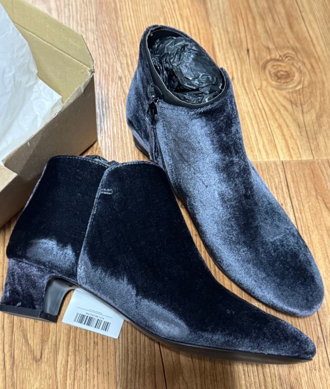 MANGO 벨벳 앵클부츠 챠콜 상품이미지1