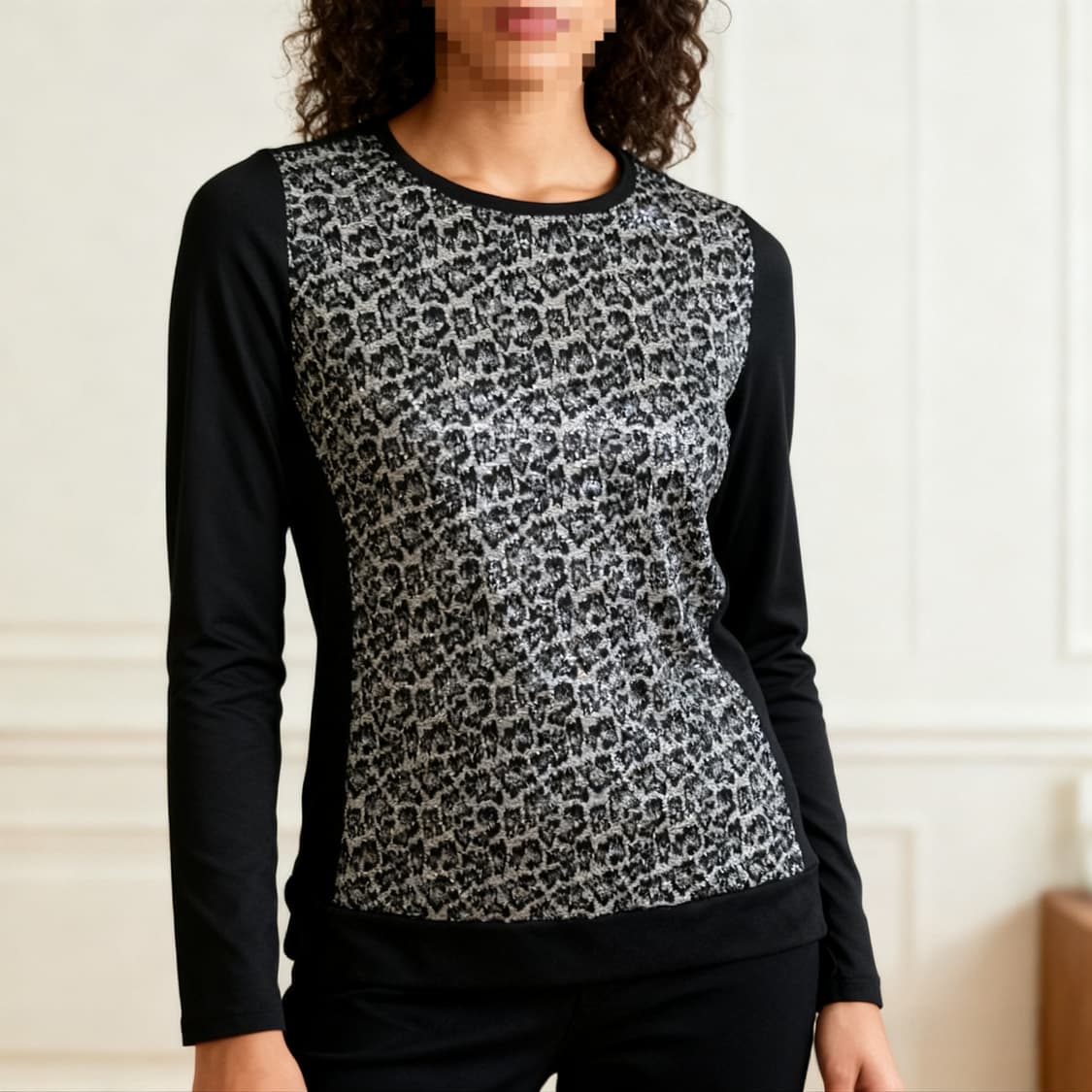 블랙, 패턴 포인트 티셔츠 (55) / 새상품 상품이미지2