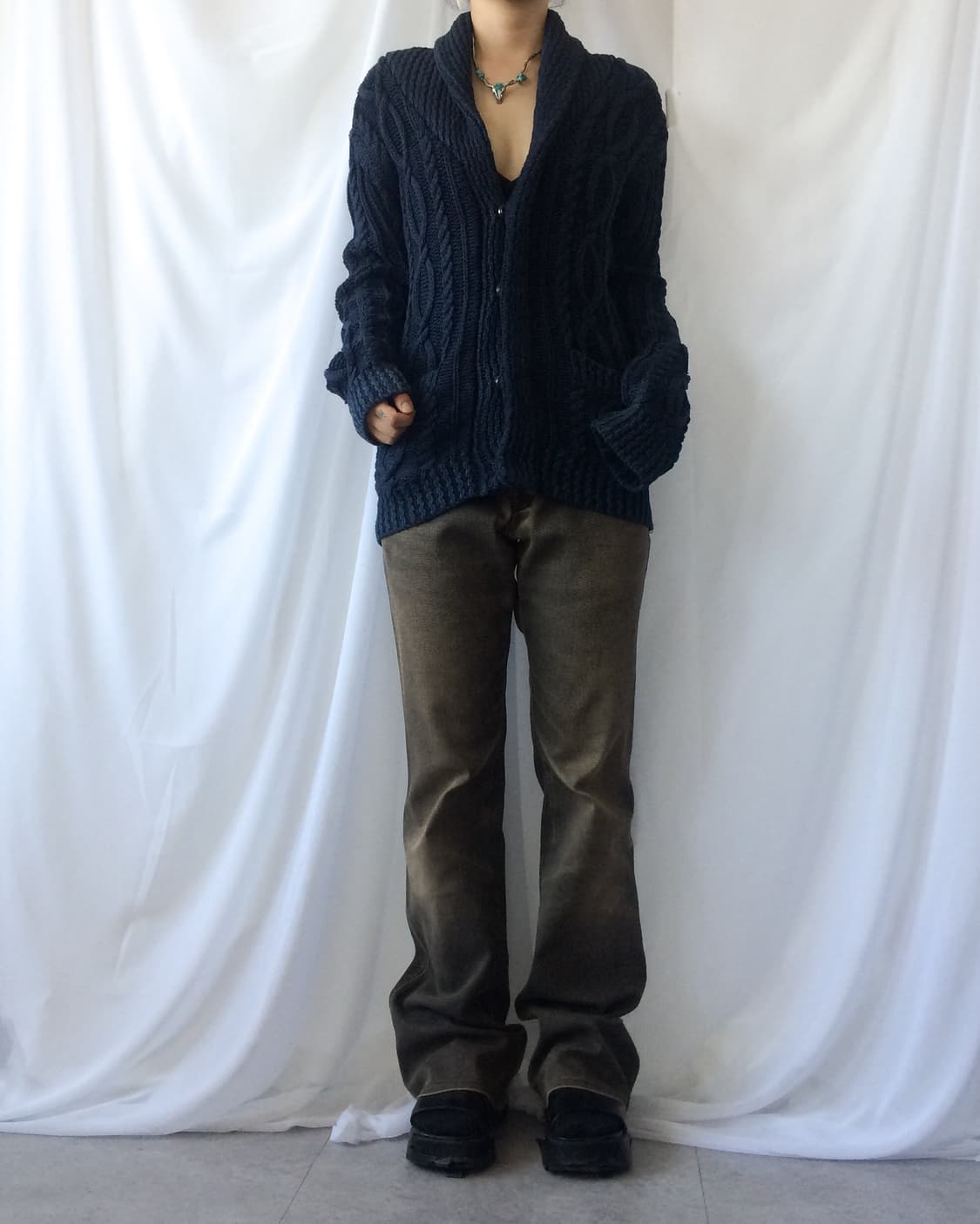 Cable heavy knit cardigan 상품이미지5