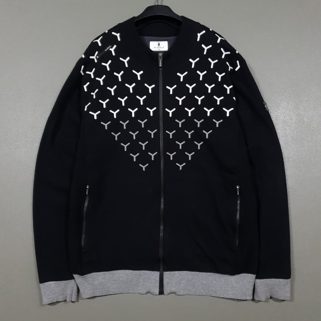 100 (L) 와이드앵글 골프 Y 패턴 방풍 니트 집업 스웨터 자켓 블랙 상품이미지1