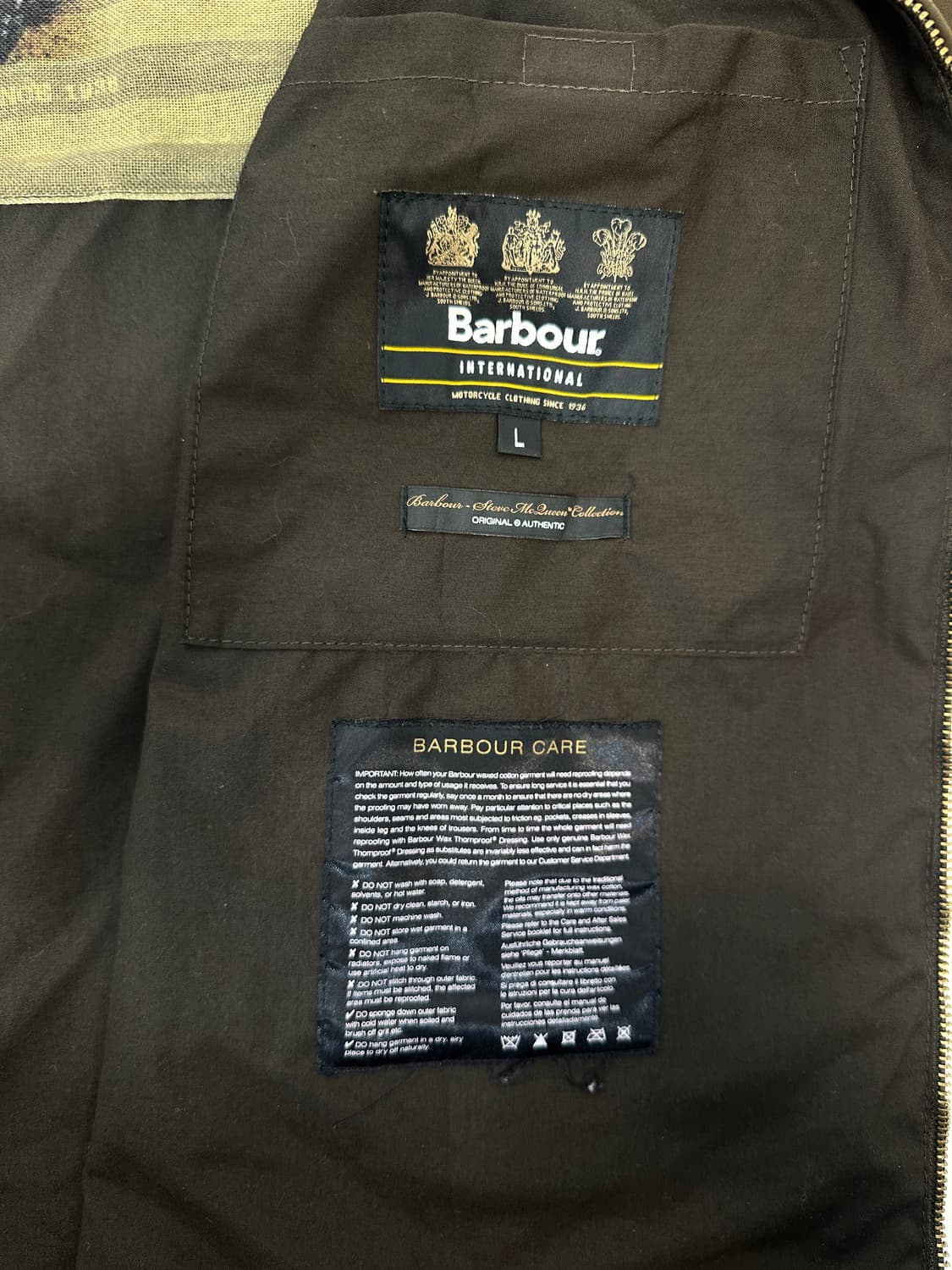 바버 스티브맥퀸 올리브 왁스드자켓 L 상품이미지6