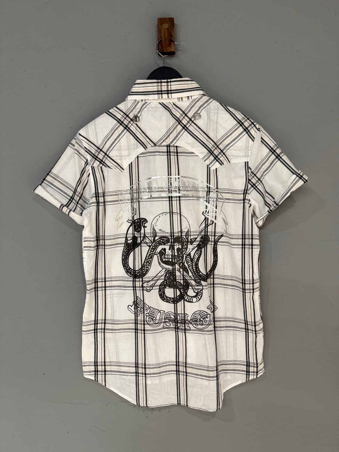 skull printing detail check shirt 상품이미지8