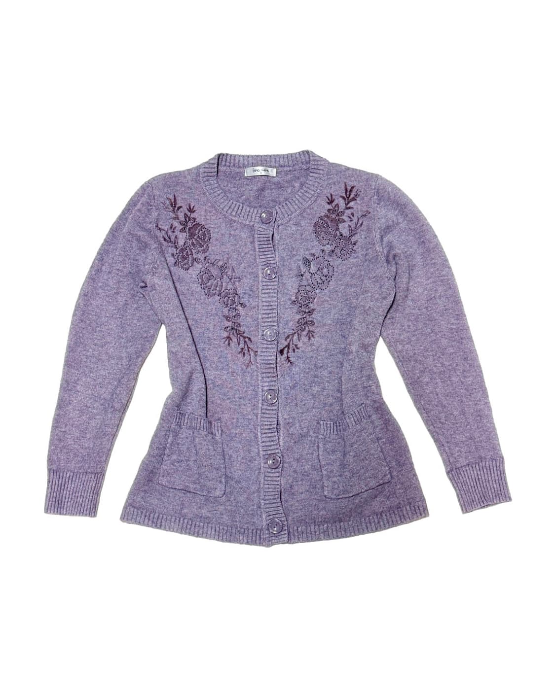 할모리 연보라 플라워 자수 가디건 상품이미지1