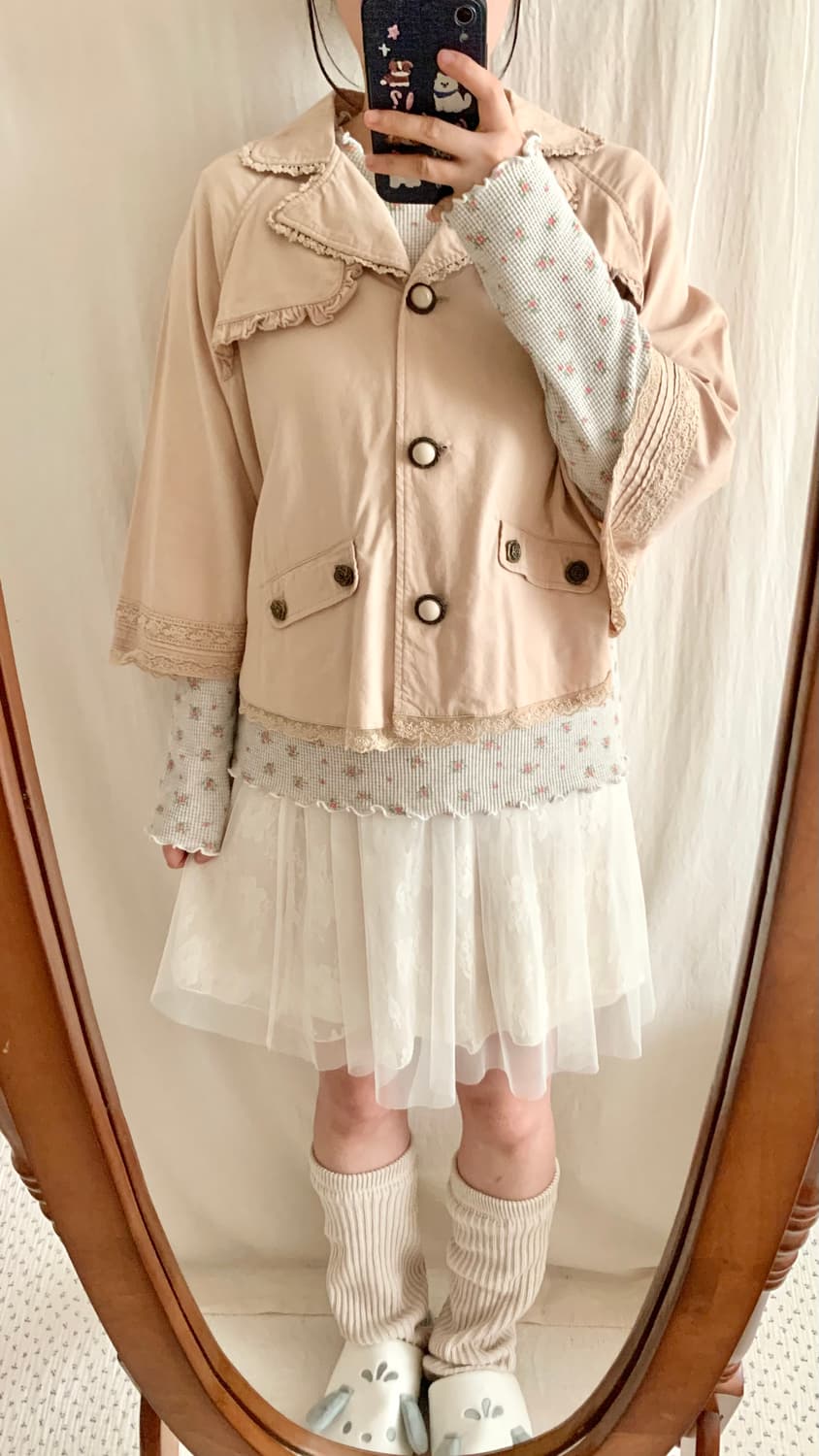 엑시즈팜 레이스 아일렛 트렌치 케이프 상품이미지5