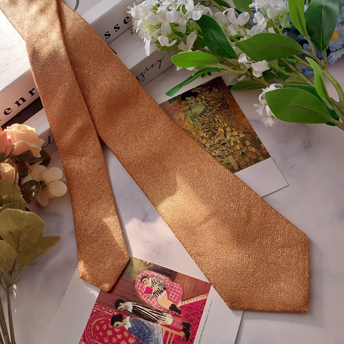 에스 티 듀퐁 실크 골드 텍스처 넥타이 8cm A+등급 K1426
 상품이미지2