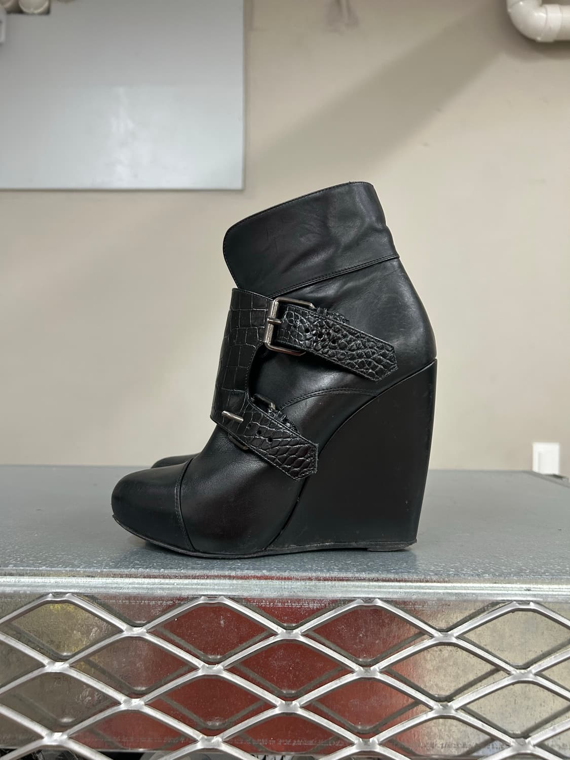 사카이 버클 레더 웨지부츠 블랙 36 상품이미지1