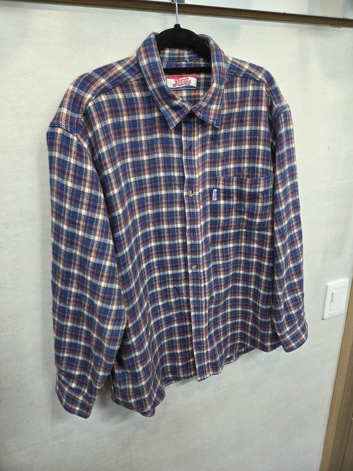 펩시콜라 올드스쿨 90s 빈티지 체크 울 셔츠긴팔  L 상품이미지5