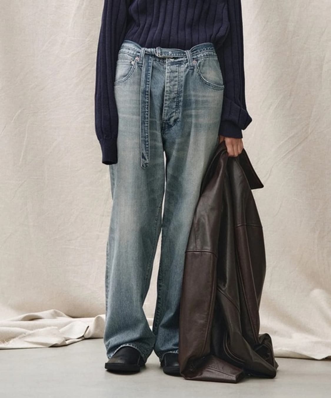 M) 요코 사카모토 25SS 벨티드 데님 트라우저 상품이미지8